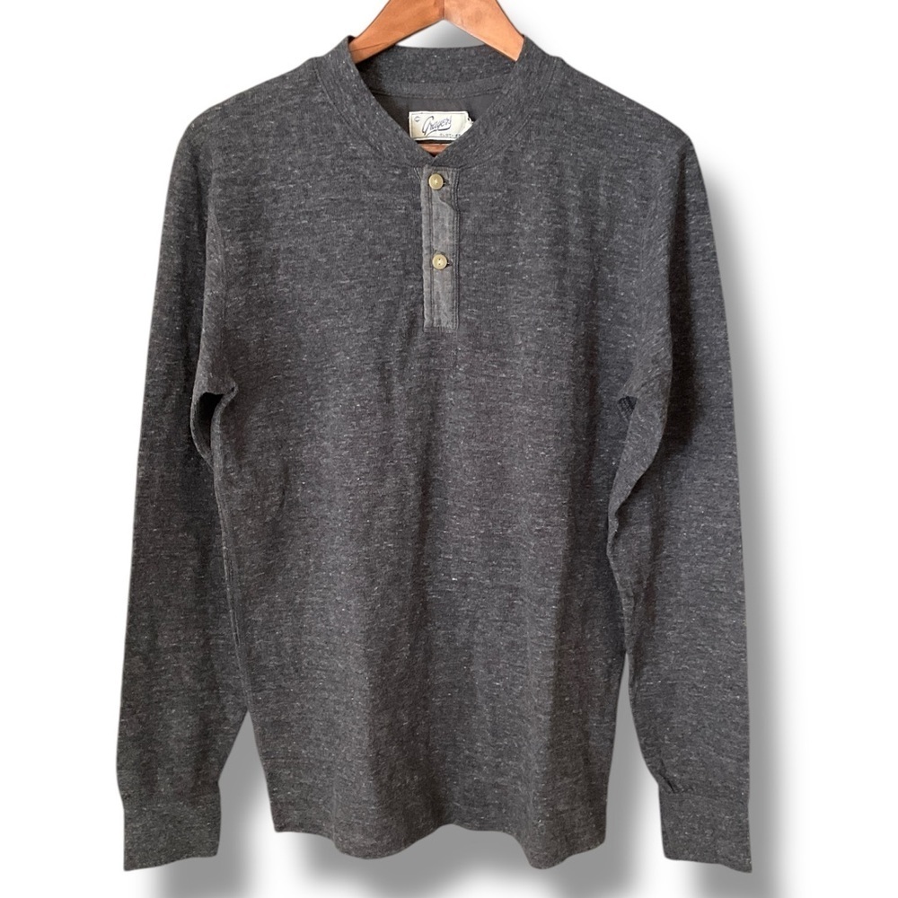Grayers Charcoal Heather Grey New Windsor Double Cloth Long Sleeve Henley Size S